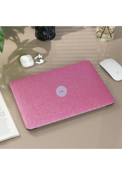 Macbook Pro 13 İnç M1 M2 Uyumlu Sert Kapak Kılıf Simli Parlak Pembe Yüzey Alt + Üst Kapak 360 Çizilmeye Dayanıklı Açık Pembe