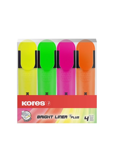 Kores Tm36140 İşaret Kalemlerine 4'lü Set Bright Liner, Sarı/yeşil/turuncu/pembe 124-Pembe