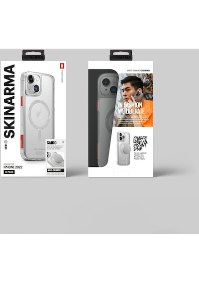 Apple Uyumlu iPhone 14 Kılıf Skinarma Şeffaf Airbag Tasarımlı Magsafe Şarj Özellikli Saido Kapak