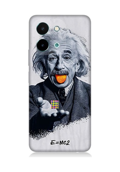 Vivo Y28 Uyumlu Einstein Ve Küp  Desenli Silikon Kılıf