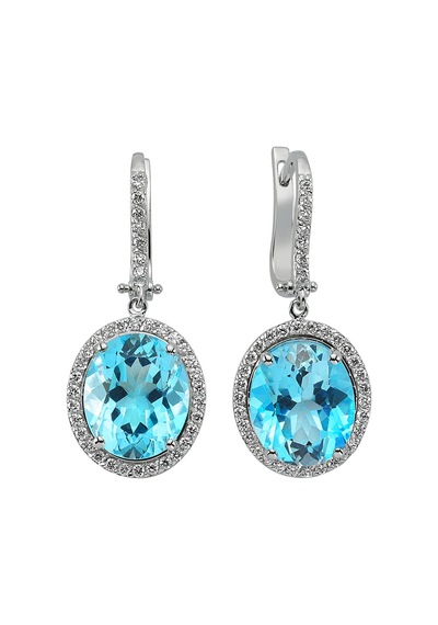 Sirius Pırlanta Ve Oval Mavi Topaz Taşlı Küpe  0817E0019