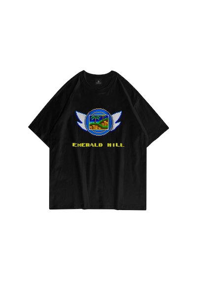 Startmore Unisex Emerald Hill Badge Sonic Siyah Tshirt Siyah