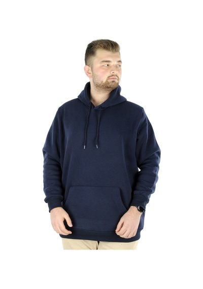 Mode Xl Büyük Beden Sweat Kapson Kangoroo Pocket Recycle B20532 Lacivert 001