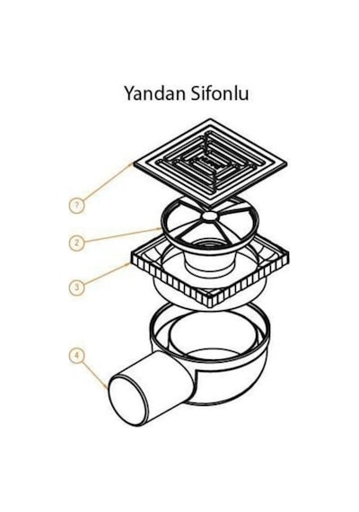 Hüppe Masterx Yalıtımsız Noktasal Su Gideri 15x15 Mat Yandan Çıkı Satin