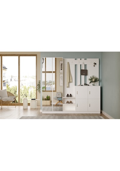 Yurudesign Gibson Vestiyer Portmanto Ayakkabılık Beyaz DD9-W