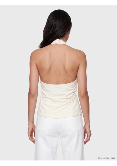 Lcw Vision Ekru Halter Yaka Büzgülü Bluz