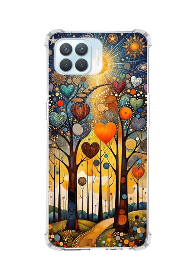 Printify Oppo Reno4 Lite İle Uyumlu Düşlerin Dansı Serisi Yıldız Yolculuğu Tasarımlı Uv Baskılı Köşe Korumalı Antişok Kılıf Şeffaf