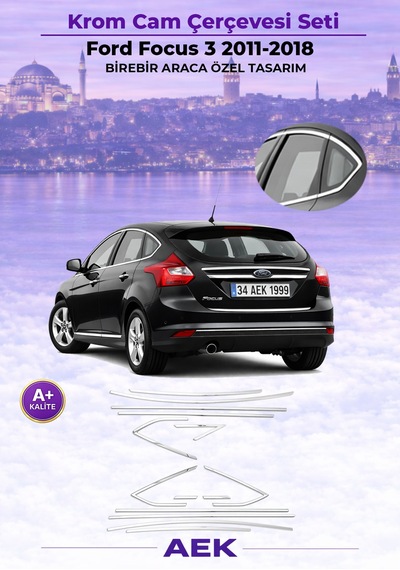 Ford Focus 3 Sd Cam Çerçevesi 2011-2017 Paslanmaz Çelik
