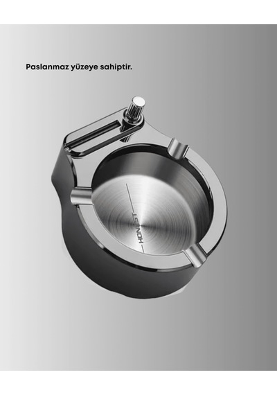 Paslanmaz Çakmaklı Küllük Modern Yuvarlak Masa Üstü