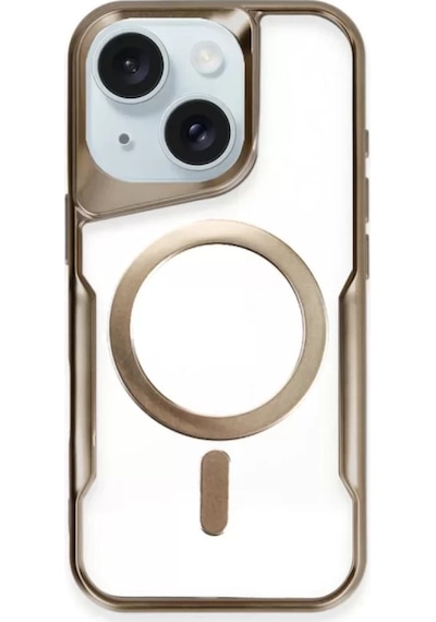 Newface Apple İphone 15 Plus Kılıf Boyi Magsafe Silikon Kapak - Kahverengi