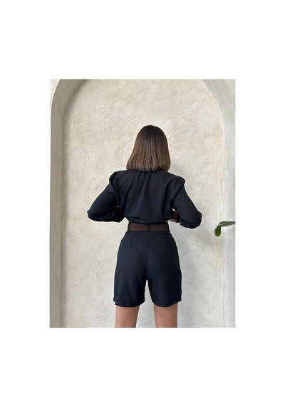 Verymoda Kemerli Şort D2686 Siyah