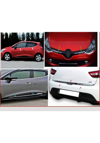 Clio 4 Hb Uyumlu 4'lü Krom Set Cam Çitası/kapı Çitası/bagaj Altı Krom/ön Panjur Krom