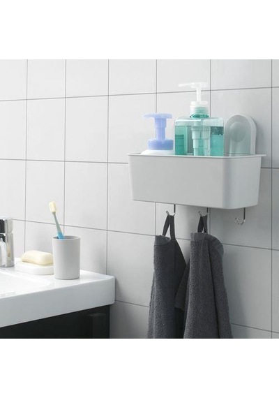 Vantuzlu Banyo Duş Sepeti 26x21 Cm MeridyenDukkan 3 Kancalı-Su Delikli Banyo Dekorasyonu-Sepeti Çok Renkli