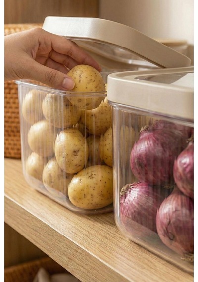 2'li 12 Lt Multibox Vizon Kayar Kapaklı Saklama Kabı & Erzak Kabı & Patates Soğan Kovası Siyah