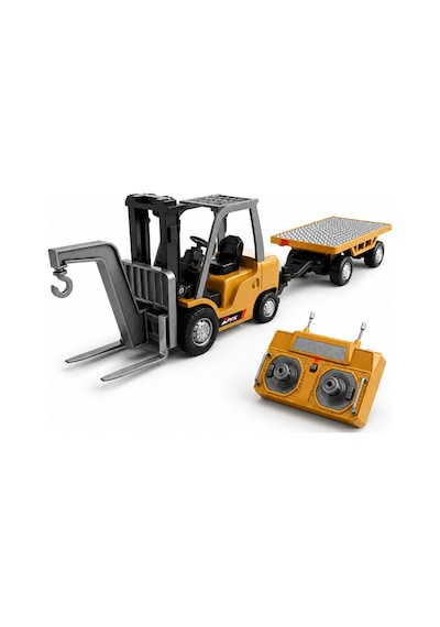 Uzaktan Kumandalı Şarjlı Mini Forklift 1:64 Ölçek Römorklu Oyuncak İş Makinesi Çok Renkli