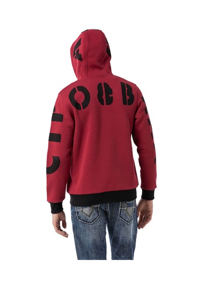 Cipo & Baxx Erkek Kapüşonlu Fermuarlı Sweat Ceket Cl577 Bordo