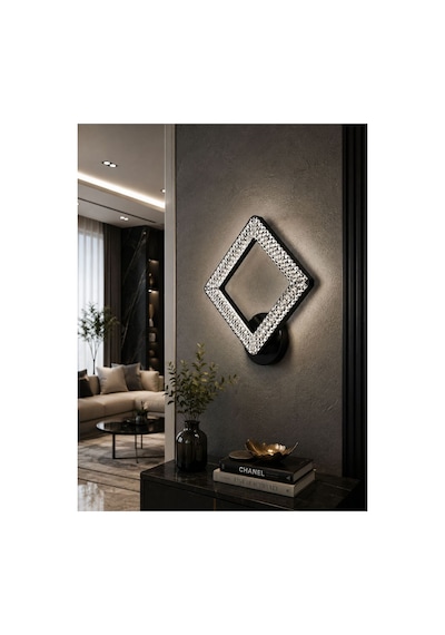 Yakamoz Model Tekli Siyah 3 Renk Modu Kristal Taşlı Salon Mutfak Yatak Çocuk Odası Aplik