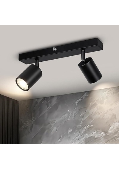 Riolight Modern Siyah Salon,mutfak,giyinme Odası,cafeler2 İçin Gün İşiğı Metal 2li Spot Ampul Dahil 2'Li Siyah