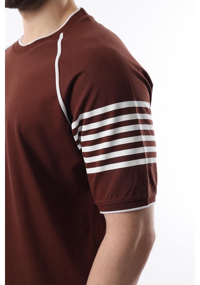Madmext Acı Kahve Baskılı Reglan Kol Erkek Şort T-shirt Takımı E7306 Acı Kahverengi