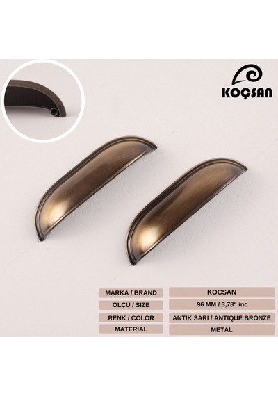 Midye Kulp Lüks Country Mutfak Mobilya Dolap Çekmece Kulpu Gri Midye Tas 96 Mm