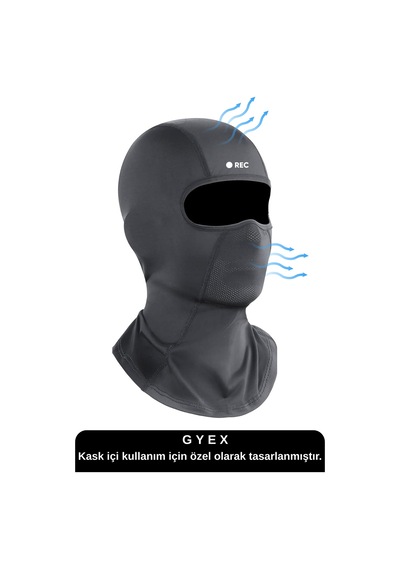 Caxis Siyah Rec Baskılı Balaklava Spor Fileli Motor Kask Maskesi Koruyucu Kar Yüz Maske