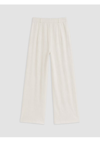 Lcw Comfort Beyaz Geniş Paça Pileli Kadın Kumaş Pantolon