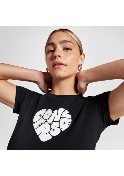 Converse Heart Slim Fit Kadın Siyah T-shirt