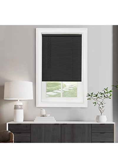 Akülü Işık Filtreleme Mini Stor Perde - 76 Cm Uzunluk, 150 Cm Yükseklik, 2,5 Cm Çıta Boyutu - Siyah - Akülü Gıı Çok Renkli