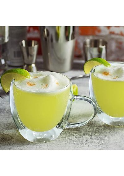 Lexroo Arvale 2 Adet Çift Cidarlı 250 Ml Kulplu Cam Çay Kahve Süt