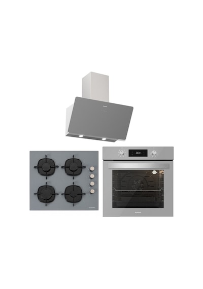 Silverline BO6504S01 - CS5335S01 - 3457 Soho 60 Gri Cam Ankastre Set
