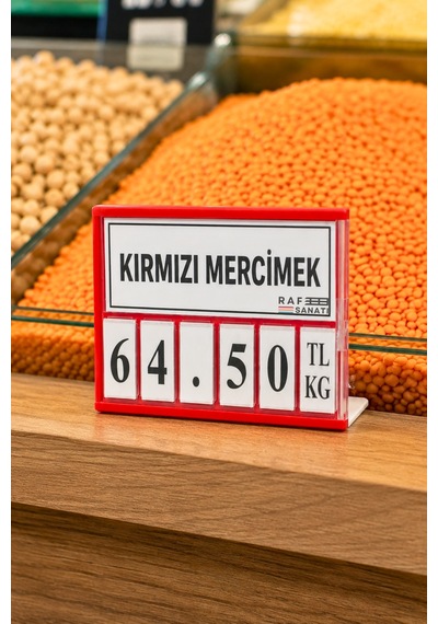 Fiyat Kasetlik Manav Kasap Şarküteri Etiketi Rakamlı Fiyatlık Ayaklı Küçük Boy 77x62 Mm Kırmızı