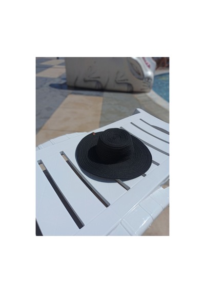 Kaan Home Siyah Plaj Havuz Çanta Ve Şapka Seti Çok Amaçlı Yıkanabilir Dekoratif Çanta Ve Şapka Siyah