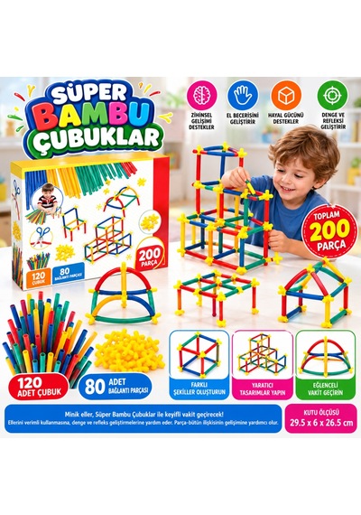 Northcity 03461 Süper Bambu Çubuklar 200 Parça Bx