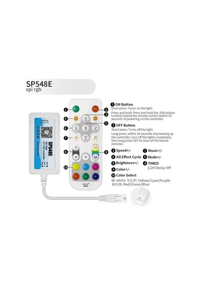 5v -24v Sp548e Sese Ve Müziğe Duyarlı Rgb Pixel Led Kontrol Cihazı App Kontrol Ve Rf Kumandalı