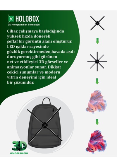 Holobox 65 Cm 3d Hologram Sırt Çantası Holobag