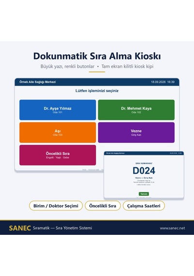 Sanec Sıramatik 19" Hdmı Monitörlü Sıra Çağrı Sistemi