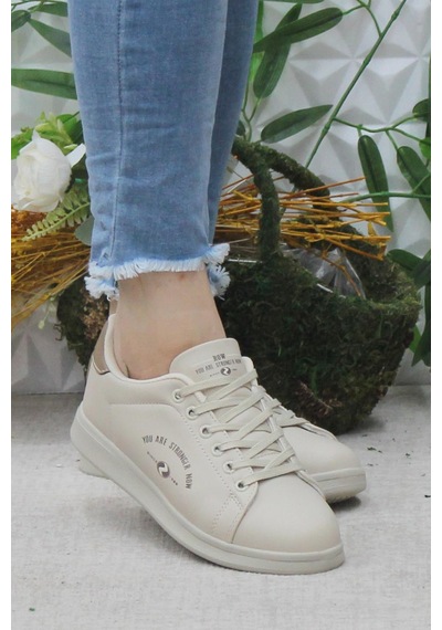 Fort Row Lena Bej Rahat Hafif Sneaker Kadın Spor Ayakkabı 001