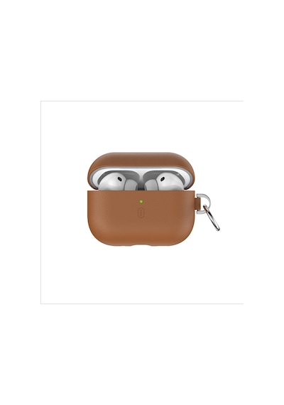 Apple Uyumlu AirPods Pro 3 Wiwu Hc-201 Parmak İzi Bırakmayan Deri Kılıf Kahverengi Kahverengi