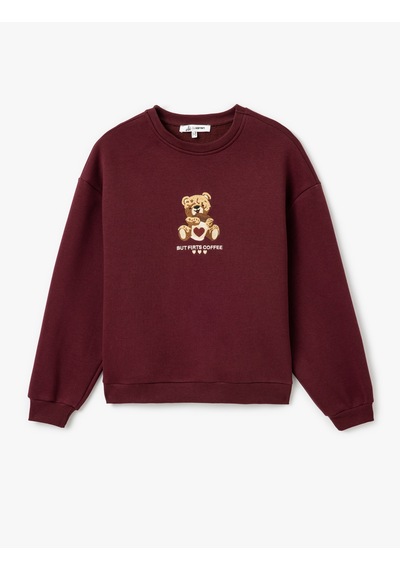 Koton Ayı Nakışlı Uzun Kollu Bisiklet Yaka Oversize Sweatshirt Bordo 5sal10600ık Bordo Koton Ayı Nakışlı Uzun Kollu Bisiklet Yaka Oversize Sweatshirt Bordo 5sal10600ık Bordo