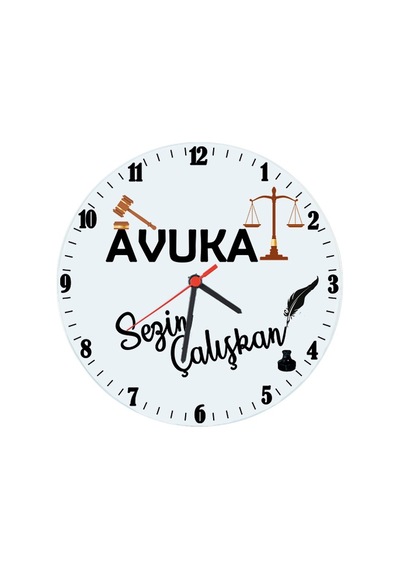Avukata Hediye Isimli Ofis Cam Duvar Saati