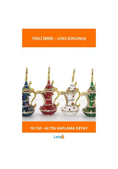 Altın Kaplama Swarovski Taşlı Zarif Tekli İbrik 10 Cm 1 Adet