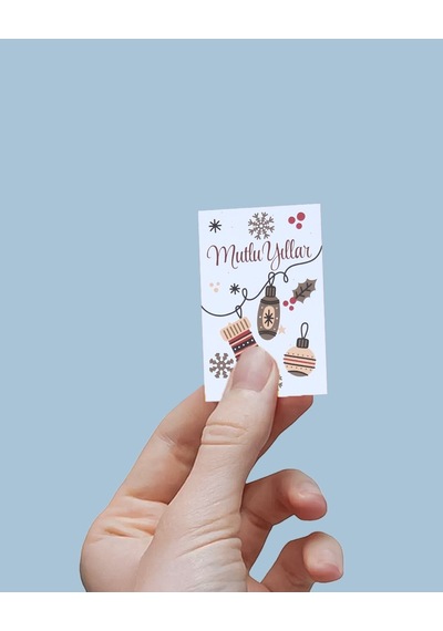 Yılbaşı Mutlu Yıllar Yazılı Hediye Kart Seti, Çorap Temalı Paketl