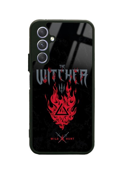Samsung Uyumlu A24 Witcher 3 Fire Tasarımlı Glossy Telefon Kılıfı Siyah
