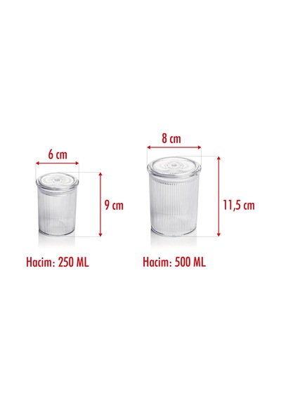 12'li Barok Yuvarlak 2 Boy Kavanoz Seti & Saklama Kabı & Erzak Kabı 6 500 Ml,6 250 Ml Çok Renkli