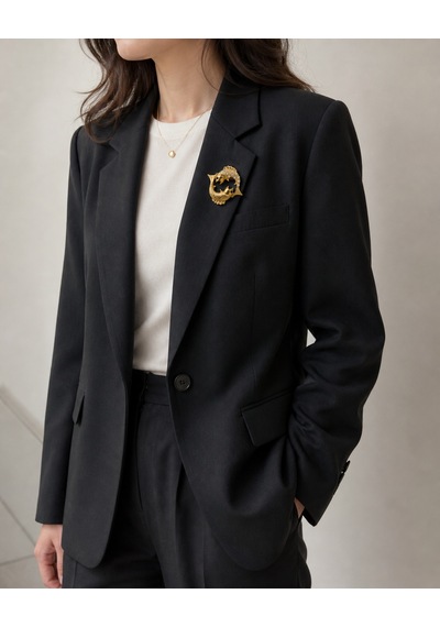 Hediye Balık Burcu Kadın Broş Gold Renk Zirkon Taşlı Rozet Açık Gri