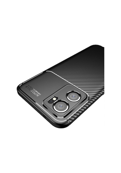 Oppo Reno 14f Uyumlu Silikon Kılıf Karbon Desenli Darbe Emici Tam Koruma Kapak - Siyah Siyah