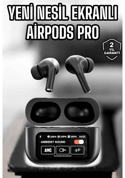 Kablosuz Bluetooth Kulaklık Ekranlı Uzun Şarj Süreli Anc Destekli