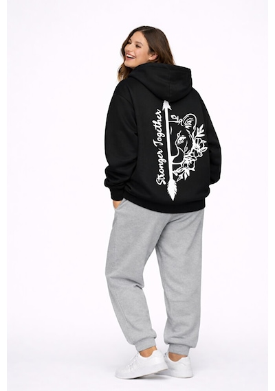 Stronger Together Yazılı Aslan Kaplan Baskılı Beyaz Sevgili Kombi Siyah