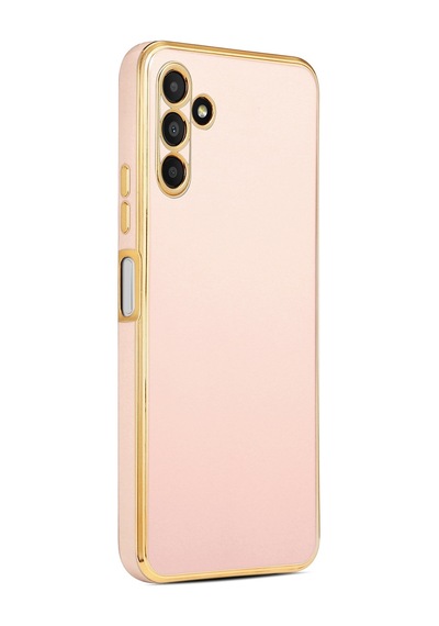 Samsung Galaxy Uyumlu A04s Kılıf Zore Kenarı Gold Renk Silikon Bark Kapak