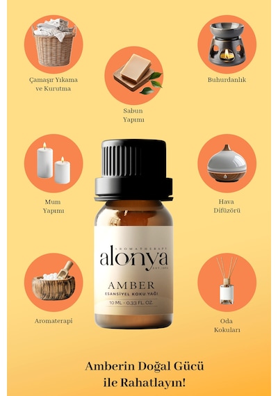 Amber Esansiyel Uçucu Koku Yağı Buhurdanlık Esansı Oda Kokusu Ve Aromaterapi Yağı 10 Ml Amber